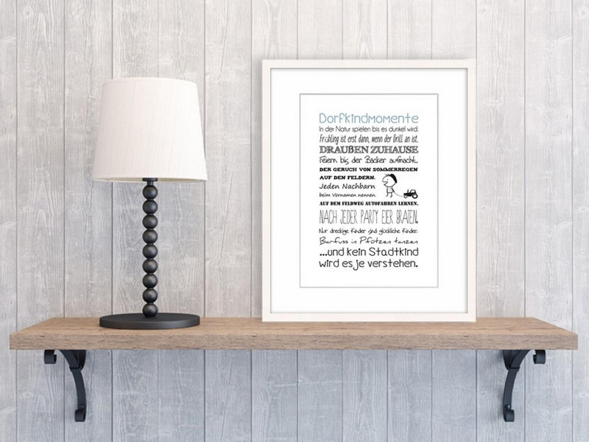 POSTER DIN A4 21x29,7 cm Dorfkind Spruch Landhaus - Blau, Papier (21/29.7/2cm) - artissimo