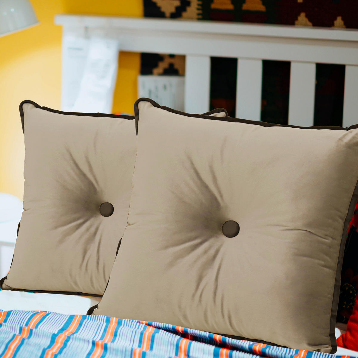 DEKOKISSEN Quadratische Samt 50*50cm - Hellbraun, Textil (50/50cm) - Vercart