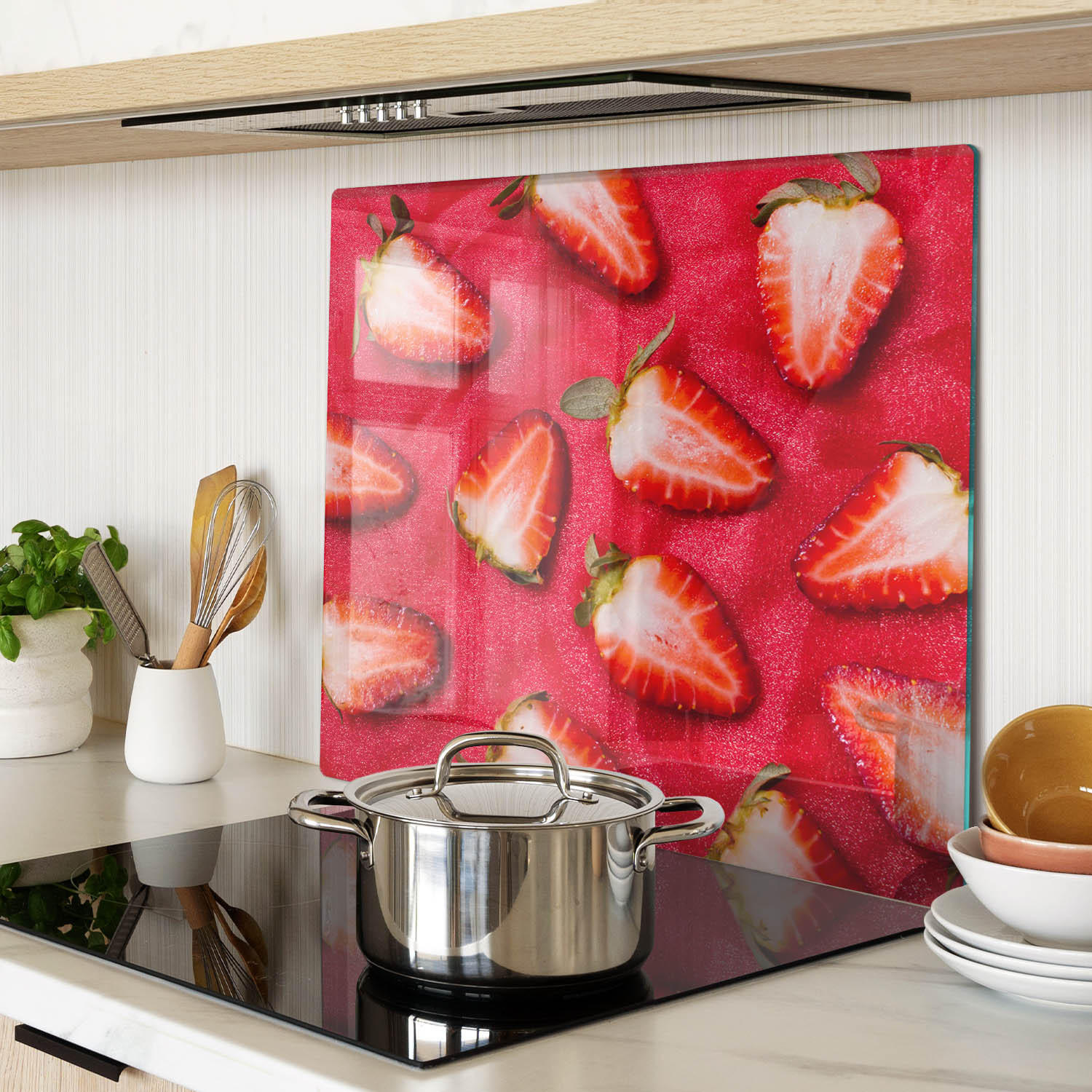 GLASPLATTE 60x52 cm Gehackte Erdbeeren - Rot, Glas (60/0.4/52cm) - TULUP