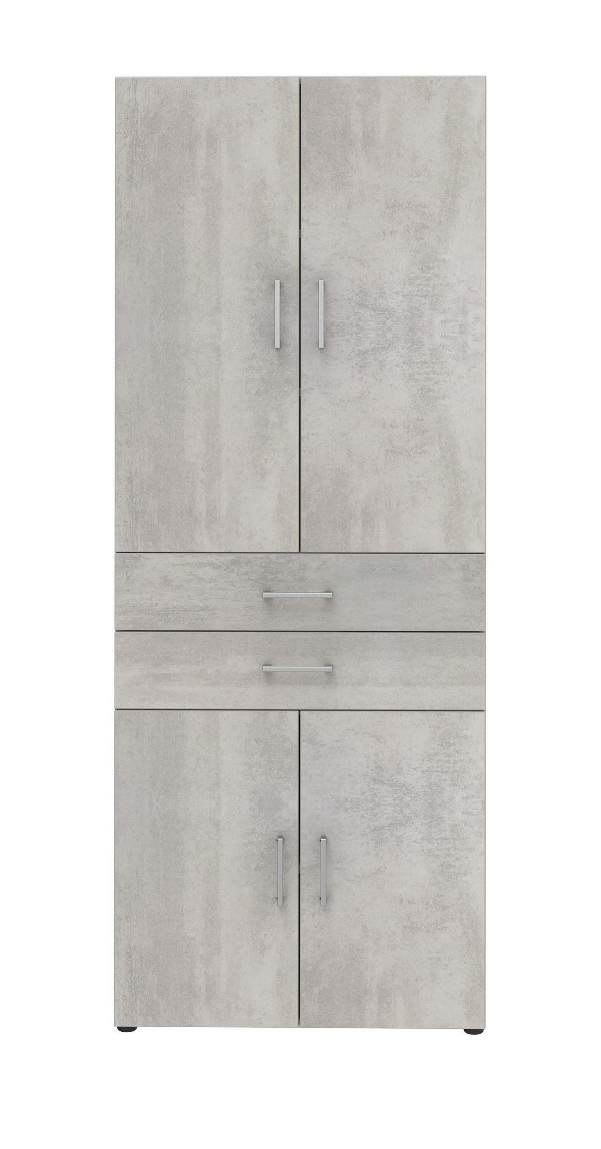 AKTENSCHRANK - 4 Türen, 2 Schubkästen - Weiß/Beton - Grau, Holzwerkstoff (80/212.5/34.4cm) - Röhr