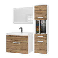 BADMÖBEL Badezimmer SET PRI M3, Goldbraun Matt, 90 cm - Braun, Holz (38.7/113.5/90cm) - B BELINI GROUP