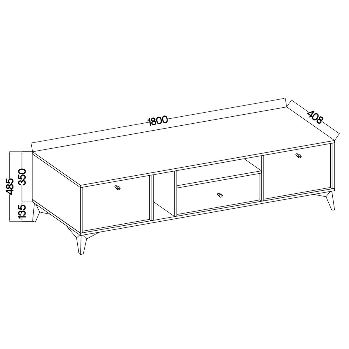 LOWBOARD TORINO 180x40,8x48,5 cm mit 1 Schubladen und 2 Türen Beige - Beige, Holzwerkstoff (180/48.5/40.8cm) - MASSENO