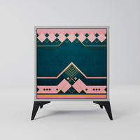 SIDEBOARD ROYAL COMPOSITION, Grau, 57,5x42x70,5 cm, Schwarze Metall-Sternfüße - Multicolor/Schwarz, Holzwerkstoff/Metall (57.5/70.5/42cm) - SpaceRebels
