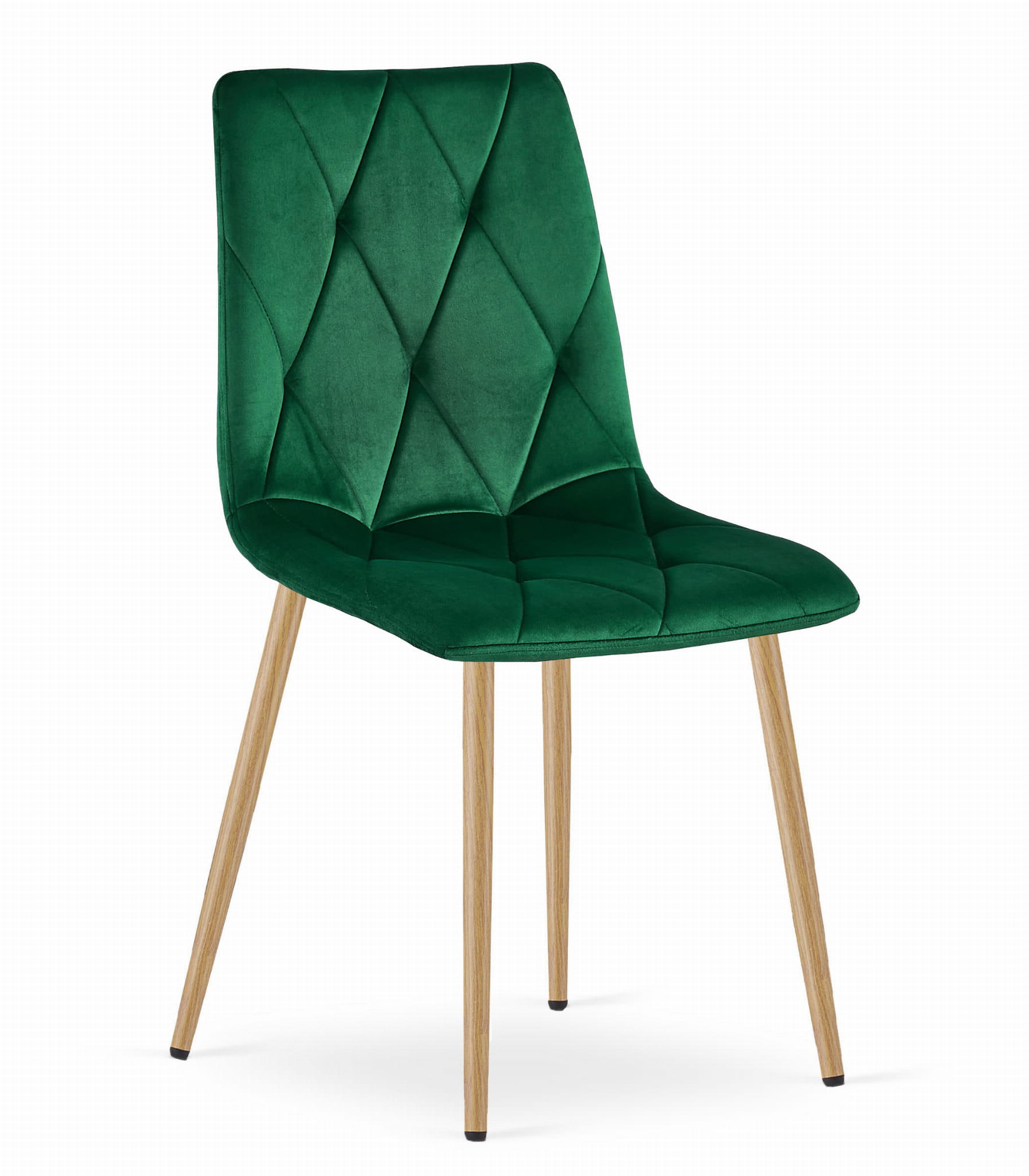 STUHL BOSA 1 Stück, Grün, Metallbeine in Holzfarbe - Grün, Textil/Metall (44/89/40cm) - Komodee