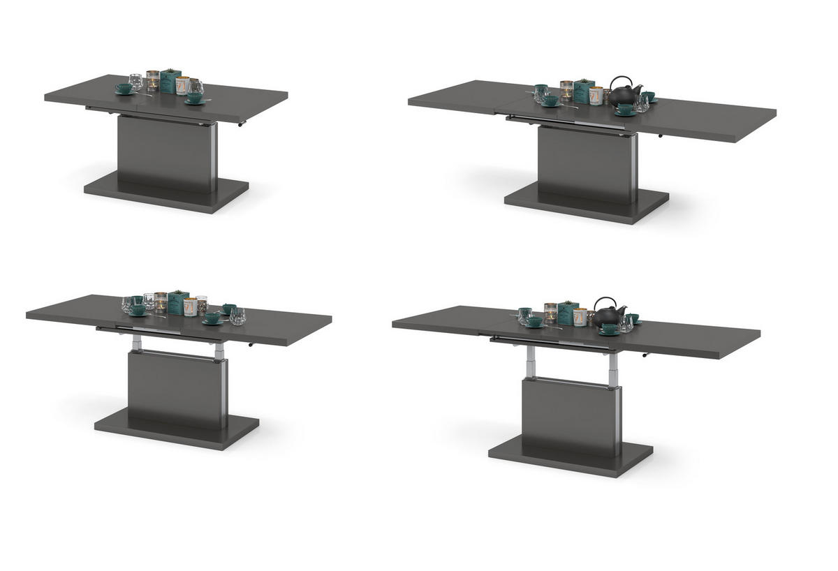 COUCHTISCH rechteckig Anthrazit matt ausziehbar höhenverstellbar - Anthrazit, Holzwerkstoff (80/120/56cm) - designimpex