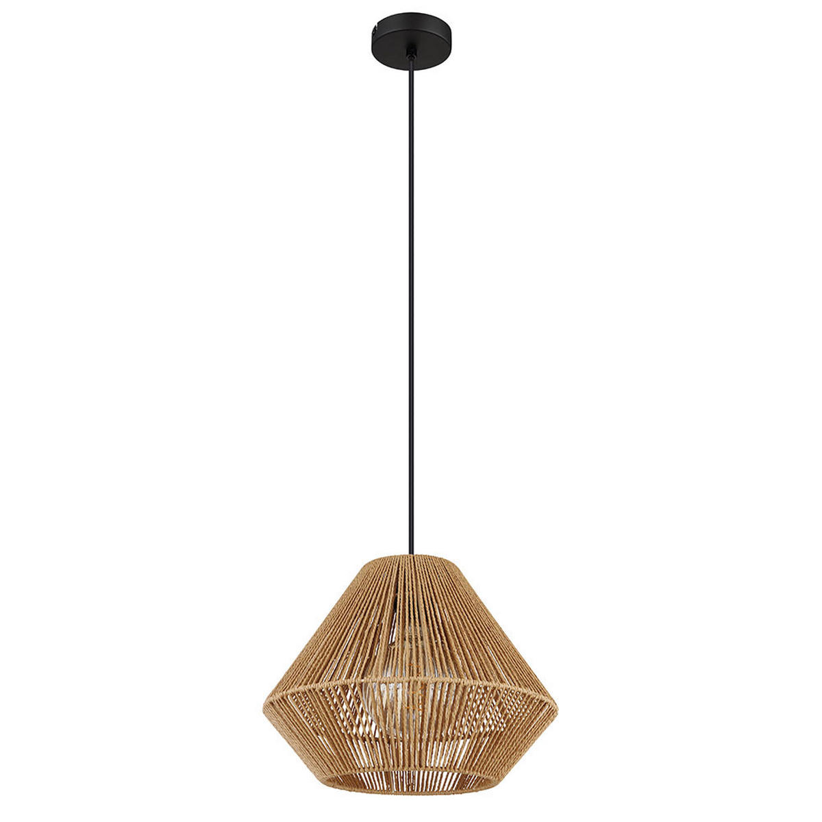 METALL HÄNGELEUCHTE Schwarz Naturfarbe - Beige, Glas (35/35/120cm) - Globo Lighting