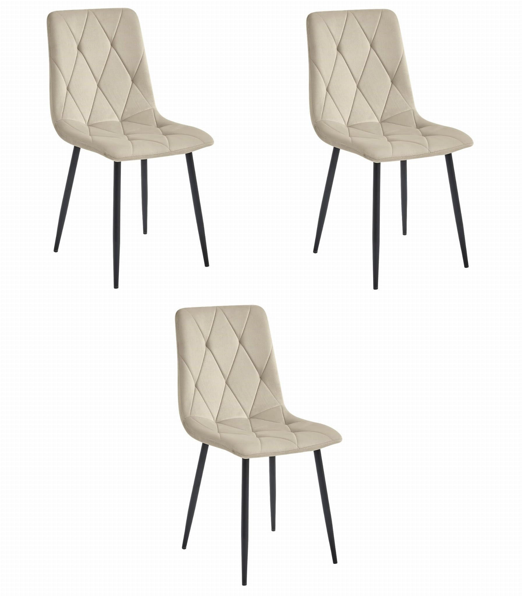 ESSZIMMERSTUHL 3er Set Beige Velours, Gepolsterte Sitzfläche, Modernes Design - Beige, Textil (51/86/56cm) - Best For Home