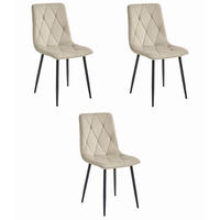 ESSZIMMERSTUHL 3er Set Beige Velours, Gepolsterte Sitzfläche, Modernes Design - Beige, Textil (51/86/56cm) - Best For Home