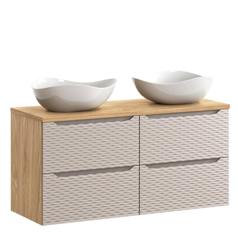 BADMÖBEL-SET 5 Teile - Ocean Beige O BM432 in Beige / Geölte Eiche - Beige, Holz (120/57/46cm)