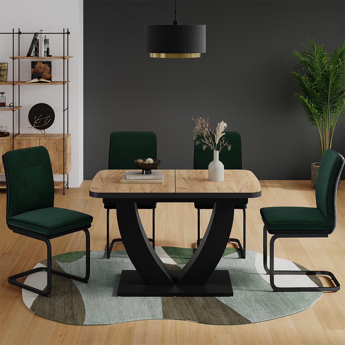 JÍDELNÍ STŮL Fenaro Dub Goldkraft/černá - černá/barva dubu, kompozitní dřevo (80/120/77.4cm) - Vicco