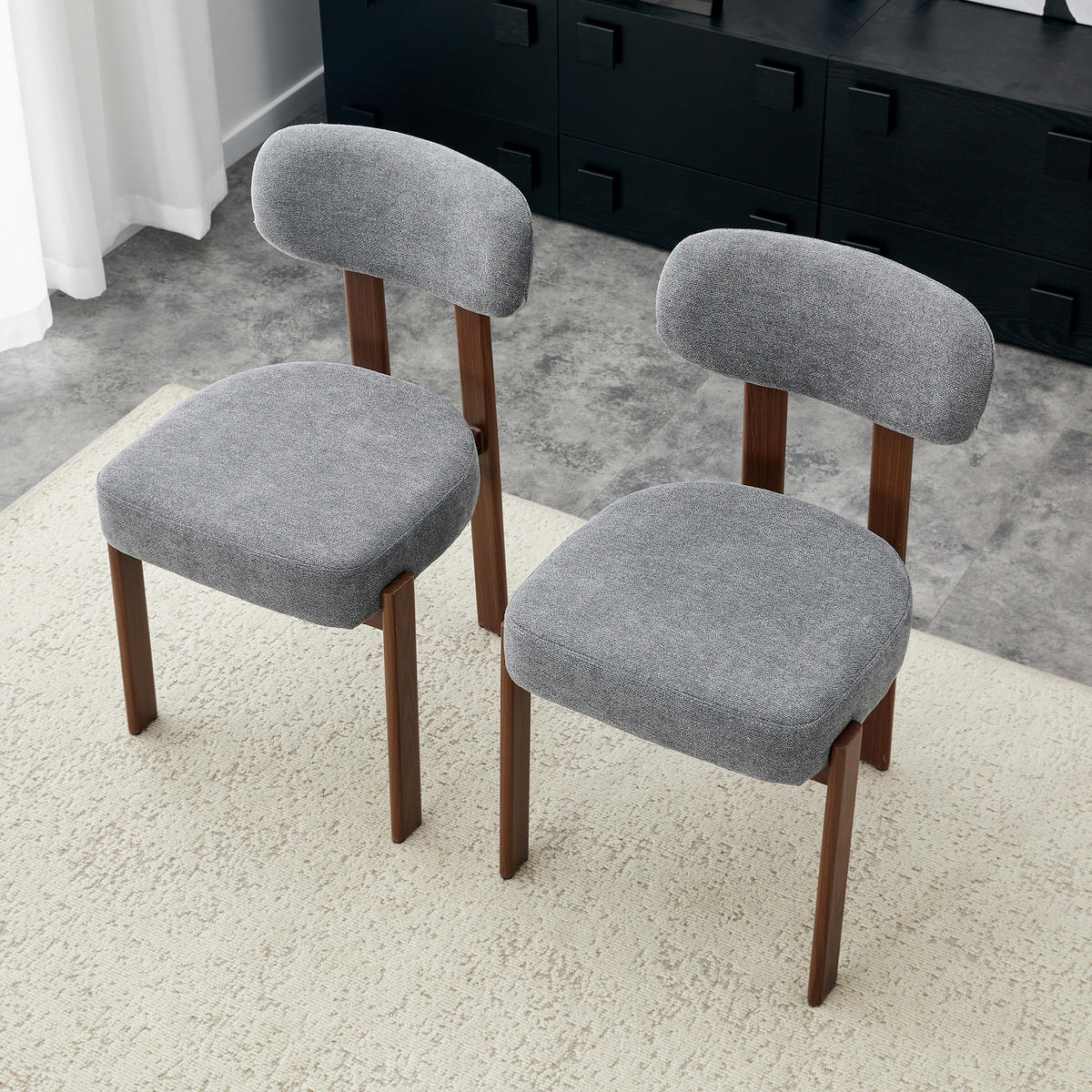 ESSZIMMERSTUHL 2er-Set aus Leinen mit Polsterung - Grau, Textil (49/82.5/57cm)