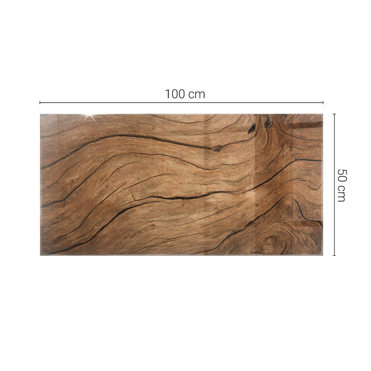 TISCHPLATTE 100x50 cm Naturholz Dekor - Braun, Glas (100/50/0.4cm) - TULUP