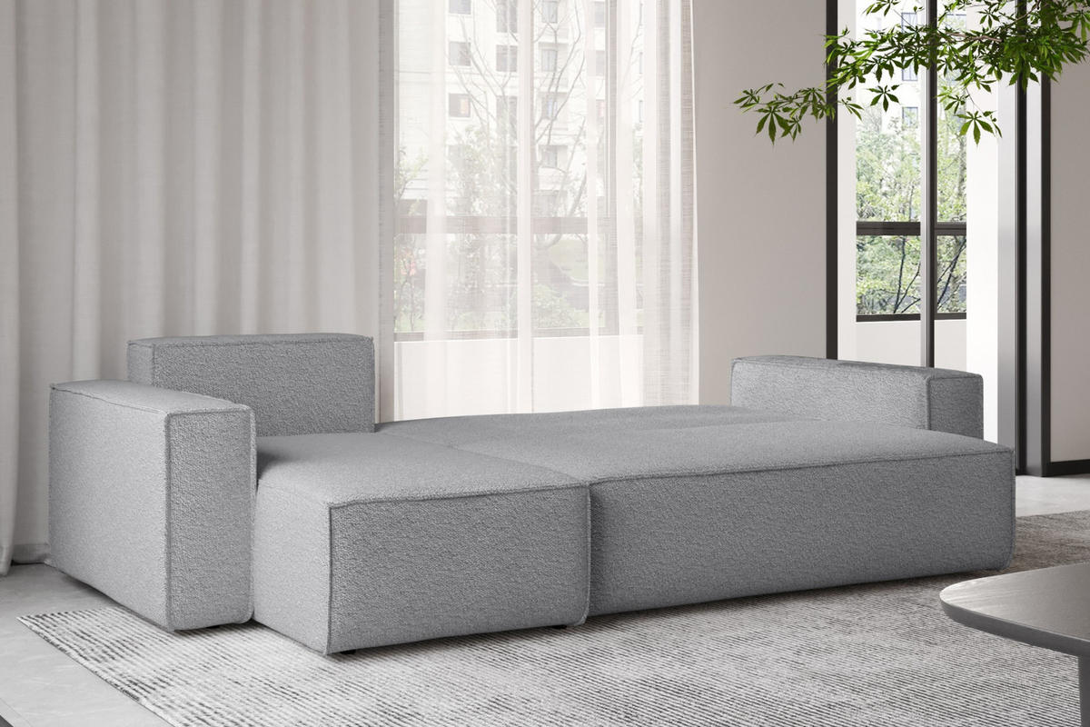 ECKSOFA Mit Schlaffunktion Und Bettkasten L-Form BEST Stoff Abriamo Grau Links - Grau, Holz/Textil (142/244cm) - Kaiser Möbel