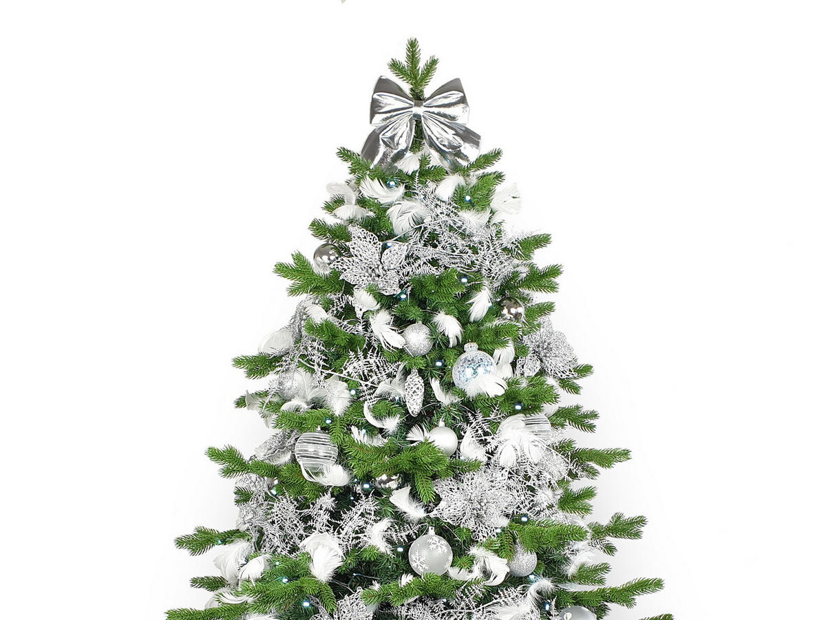 LAALU CHRISTBAUMKUGEL-SET 132 Stück in Luxusbox KING OF WINTER für Weihnachtsbäume 240-270 cm - Silberfarben/Weiß, Kunststoff/Textil (55/50/75cm) - LAALU