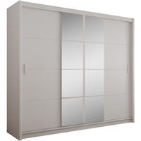 SCHWEBETÜRENSCHRANK Pronto mit 2 Türen und Spiegel, 250 cm, Sandbeige - Sandfarben, Holzwerkstoff (250/215/61cm) - Beautysofa