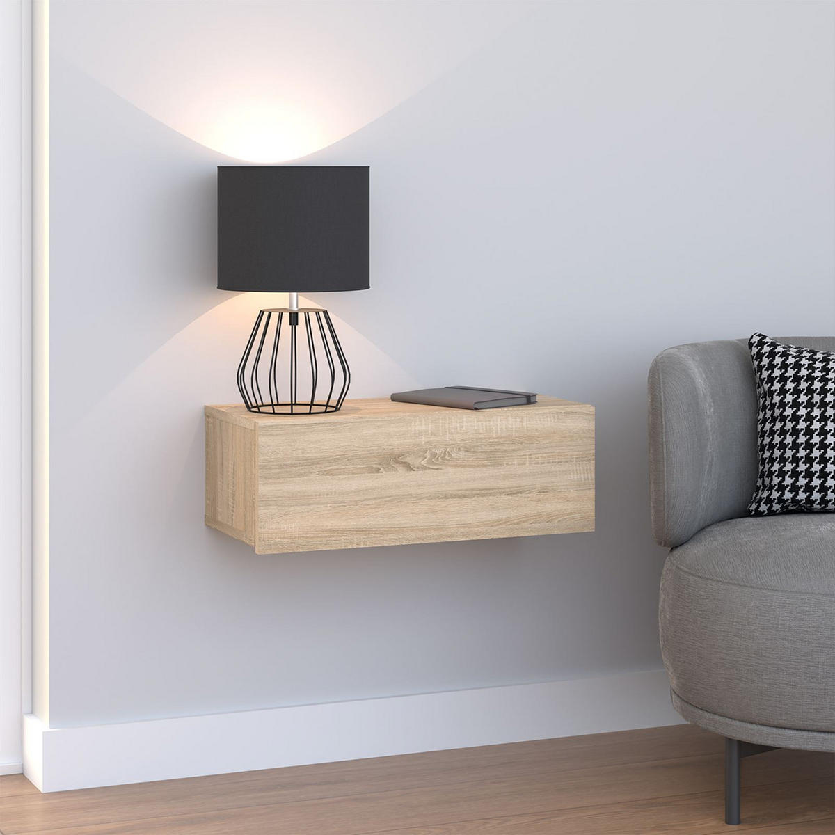 HÄNGENDER NACHTTISCH NANI - Sonoma Eiche, Holzwerkstoff (60/21/27cm) - IDIMEX