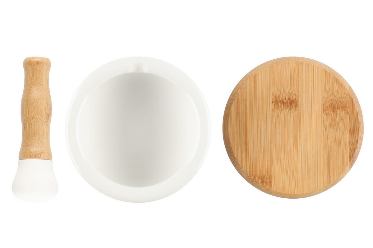 MÖRSER mit Deckel Ø 12 cm - Weiß, Keramik (12/6/12cm)
