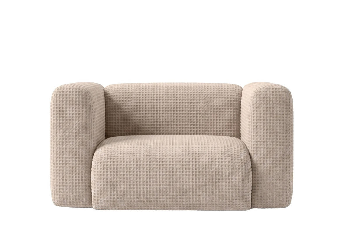 WOHNZIMMERSESSEL aus Chenille-Stoff Cremona, Beige, GRETA - Beige, Holz (137/70/89cm) - Kaiser Möbel