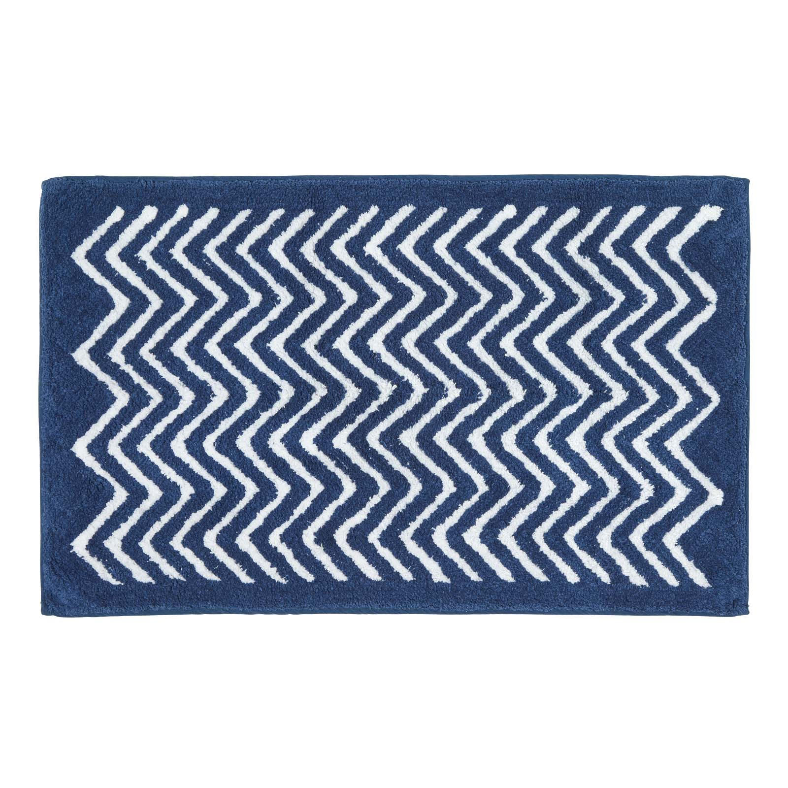 BADEMATTE 50/80 cm Chevron, Baumwolle - Blau, Textil (50/80cm) - Homescapes