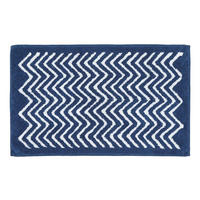 BADEMATTE 50/80 cm Chevron, Baumwolle - Blau, Textil (50/80cm) - Homescapes