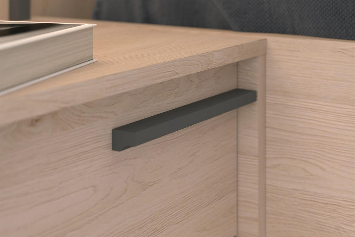 BETTANLAGE Parisot Orion 160x200 Holzdekor Brooklyn Eiche/Schattengrau - Eichefarben/Grau, Kunststoff (160/200cm) - 58aufmkessel