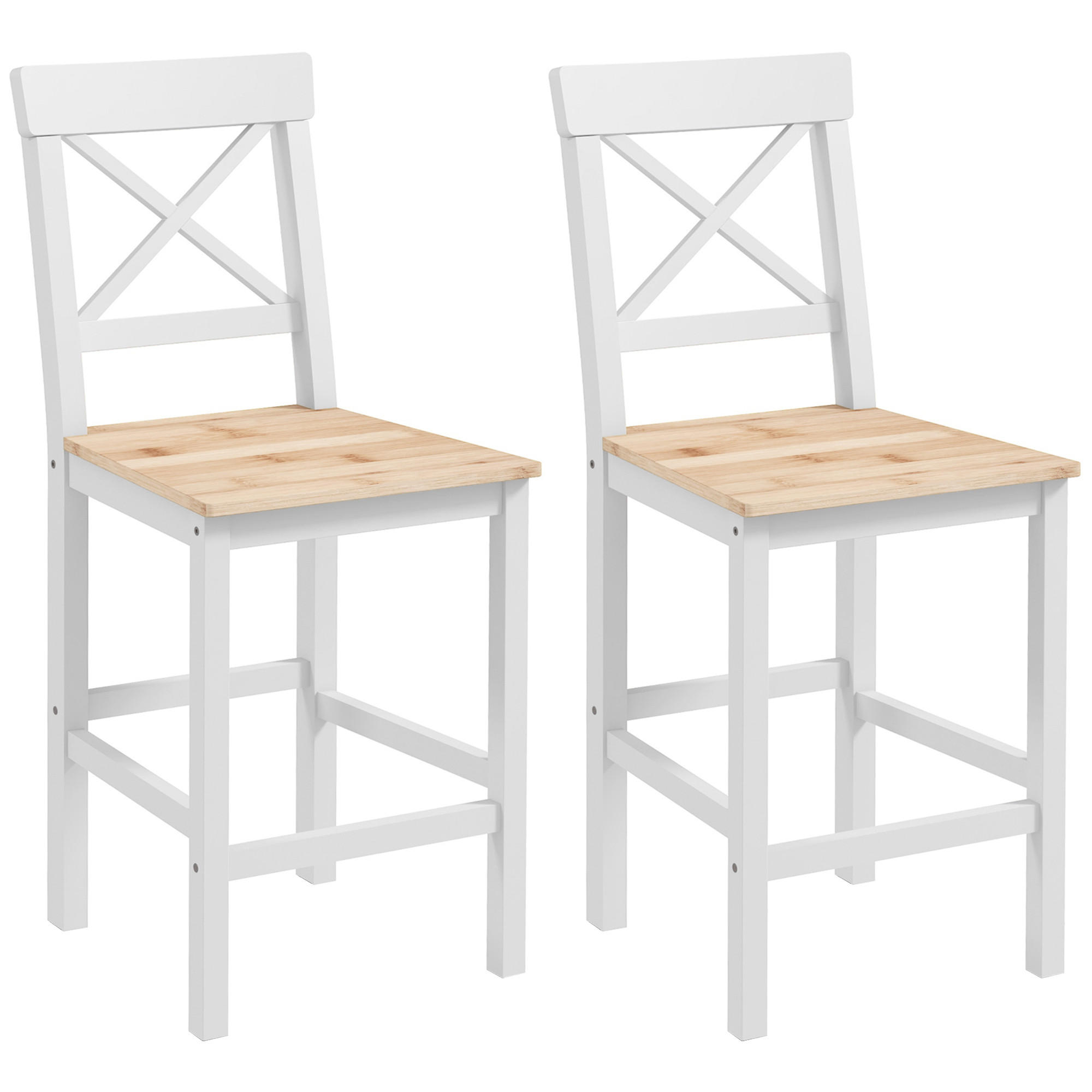BARHOCKER Natur 2er-Set 41/46/97,5 cm - Naturfarben, Holz (46/97.5/41cm) - PANGIVO