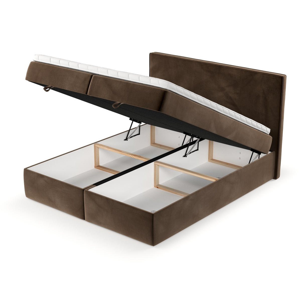 BOXBETT Velma 180/200 cm Braun im Kronos Stoff - Schwarz/Braun, Holz/Holzwerkstoff (180/200cm) - AltaBeds