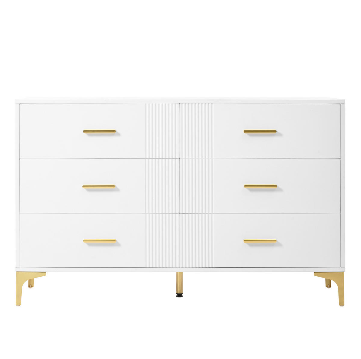 KOMODA s 6 predali, valovit dekor, 120/40/76 cm - bela, leseni material (40/76/120cm) - OKMYHOME