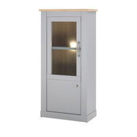 VITRINE grau, Artisan Eiche Landhaus 68 cm, Vitrinenschrank 2-türig - Silberfarben/Hellgrau, Glas/Holzwerkstoff (68/142/37cm) - Furn.Design