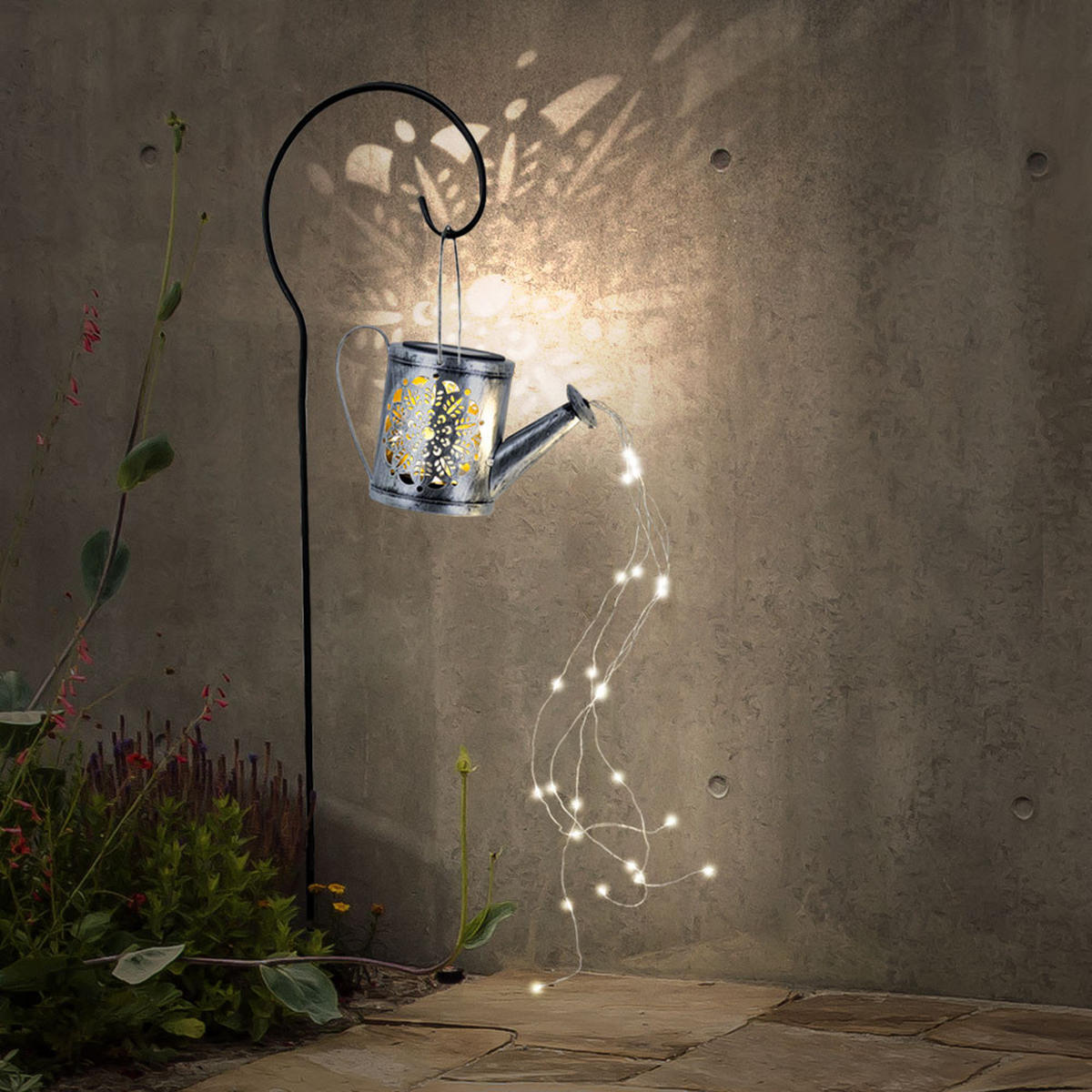 LED AUSSENLEUCHTE Solar Silbern 2er Set - Silberfarben, Metall (10/10/94cm)