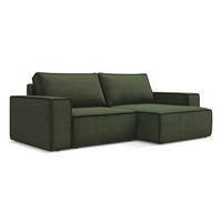 ECKSOFA mit Schlaffunktion Strukturstoff Stoff Grün - Schwarz/Olivgrün, Kunststoff/Textil (257/148cm) - Makamii