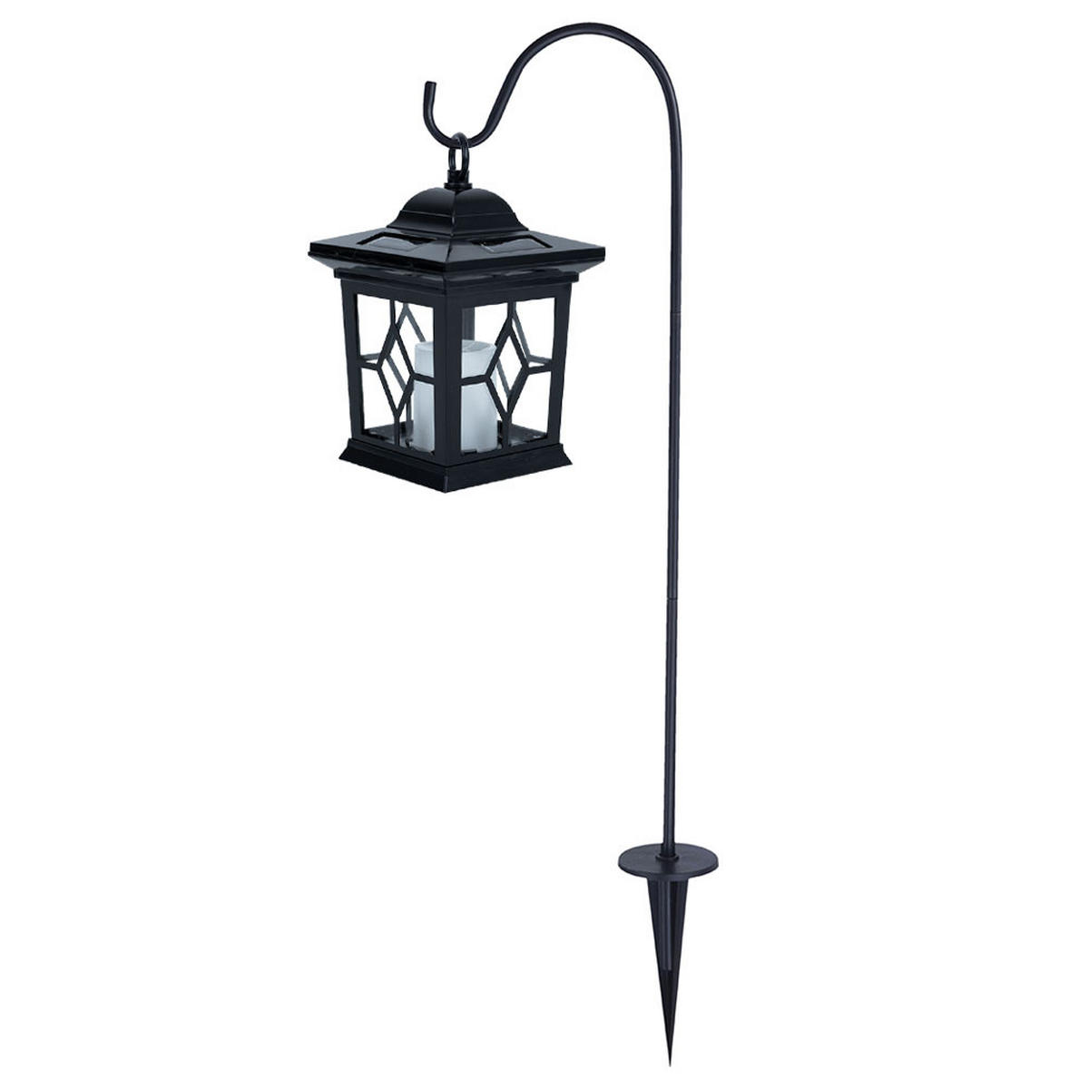 LED AUßENLEUCHTE Solarlaterne Schwarz - Schwarz, Metall (21/14.3/68cm) - Globo Lighting