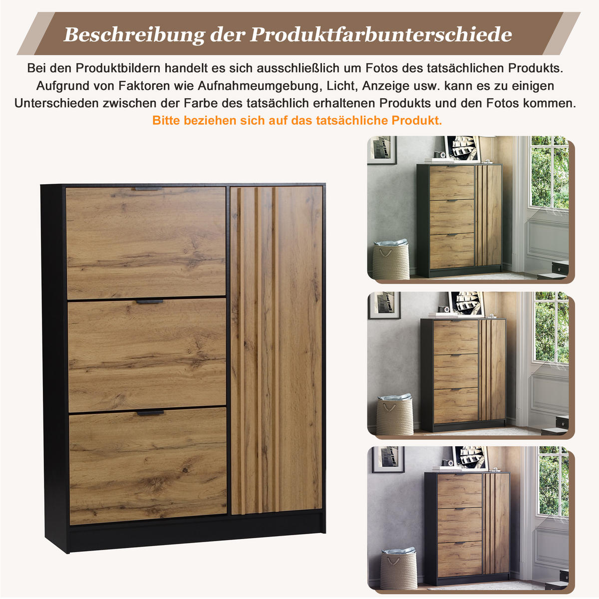 SCHUHSCHRANK Naturholzfarbe und Schwarz 100/30/130 cm - Naturfarben, Holzwerkstoff (100/130/30cm) - PANGIVO