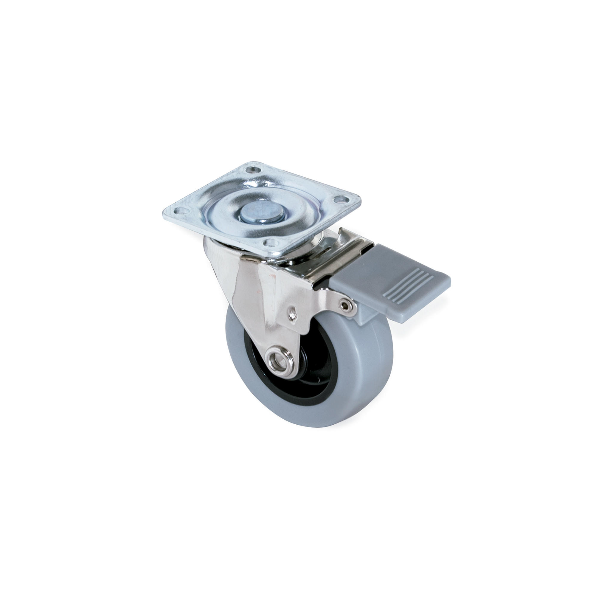 ROLLEN Slip mit Montageplatte, Durchmesser 50mm, Stahl und Kunststoff, Grau 4er-set - Grau, Metall (4.2/7/4.2cm) - EMUCA