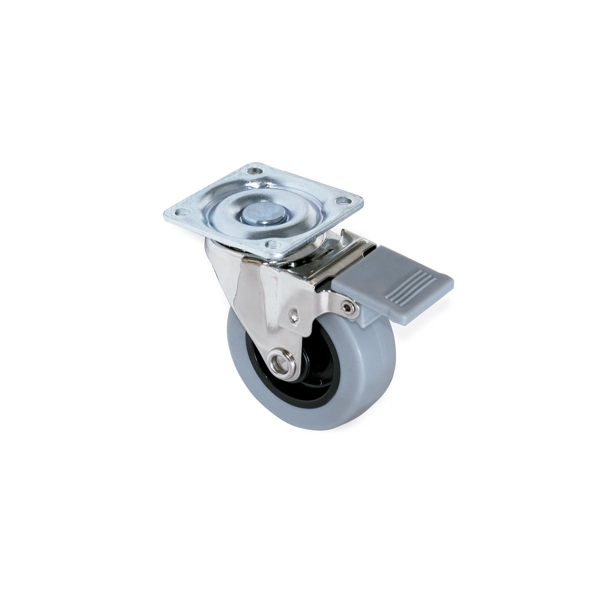 ROLLEN Slip mit Montageplatte, Durchmesser 50mm, Stahl und Kunststoff, Grau 4er-set - Grau, Metall (20/5/18cm) - EMUCA