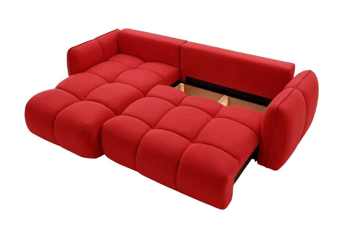 ECKSOFA L-Form Mit Schlaffunktion, Veloursstoff Bluvel, Rotwein, Links, BELVEDER L - Weinrot, Holz (250/168cm) - Kaiser Möbel