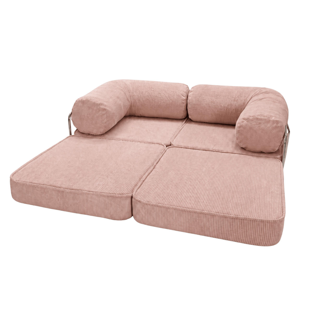 SOFA SURB Duo 100 Schlafsofa 2-Sitzer Rosa 200/100 cm - Chromfarben/Rosa, Textil/Metall (200/70/100cm) - SURB