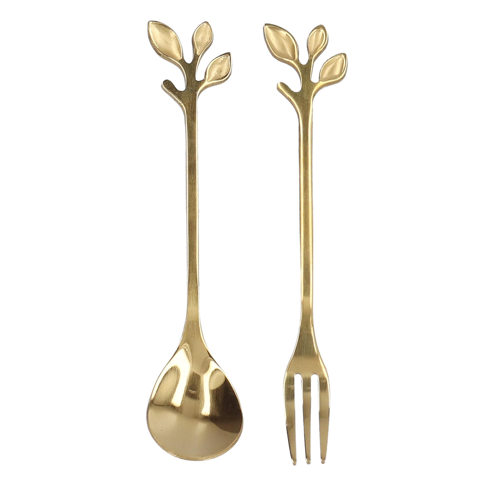 BESTECK-SET 2-teiliges Edelstahl Löffel und Gabel gold - Goldfarben, Metall