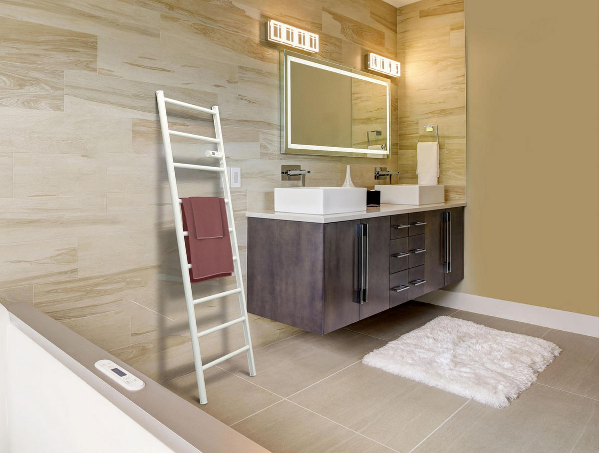 HANDTUCHTROCKNER Weiß mit Elektrosystem und Wandhalterung 300 W - Weiß, Metall (54/150/6cm) - Purline