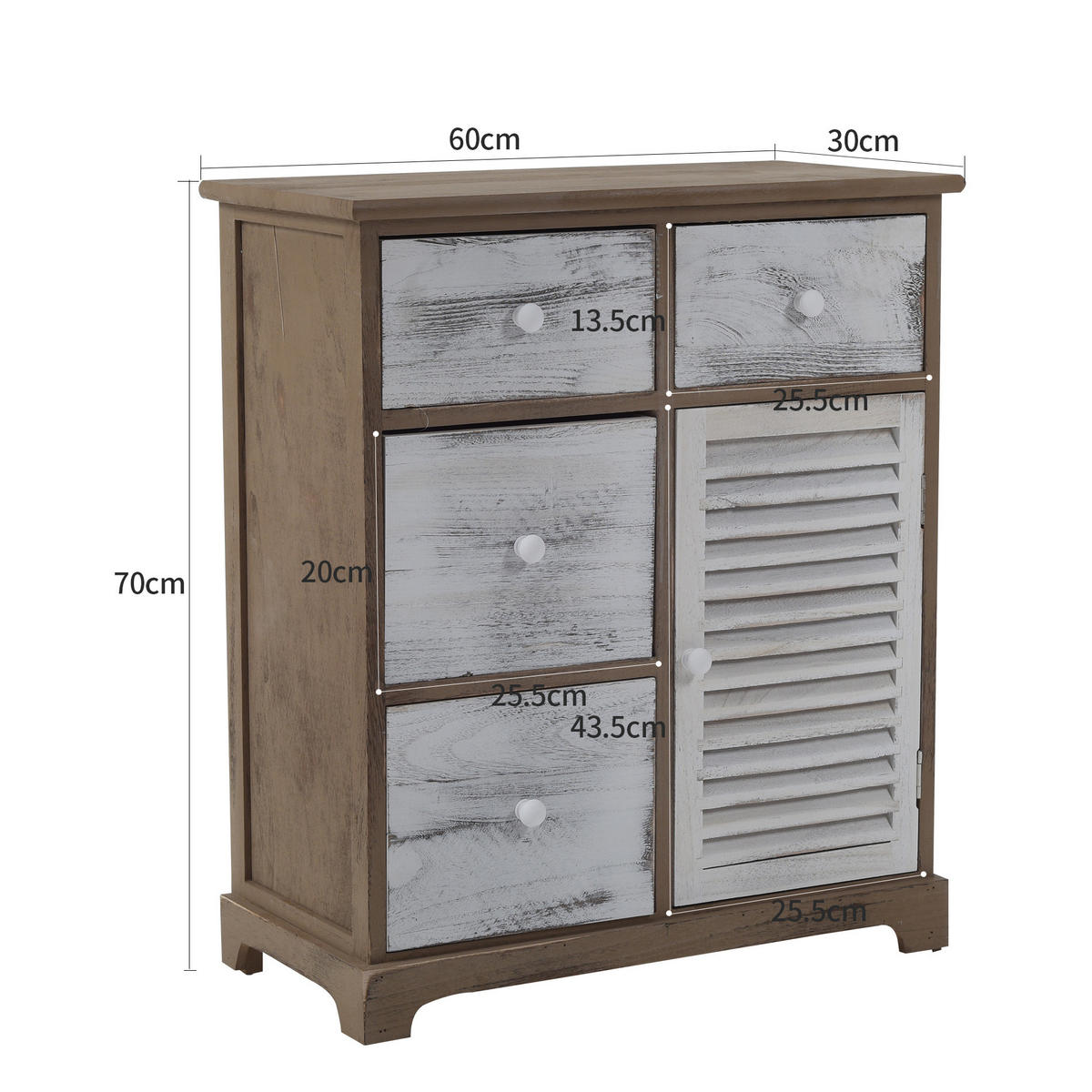 KOMMODE Weiß 30/60/70 cm - Weiß, Holz (30/70/60cm) - Mobili Rebecca