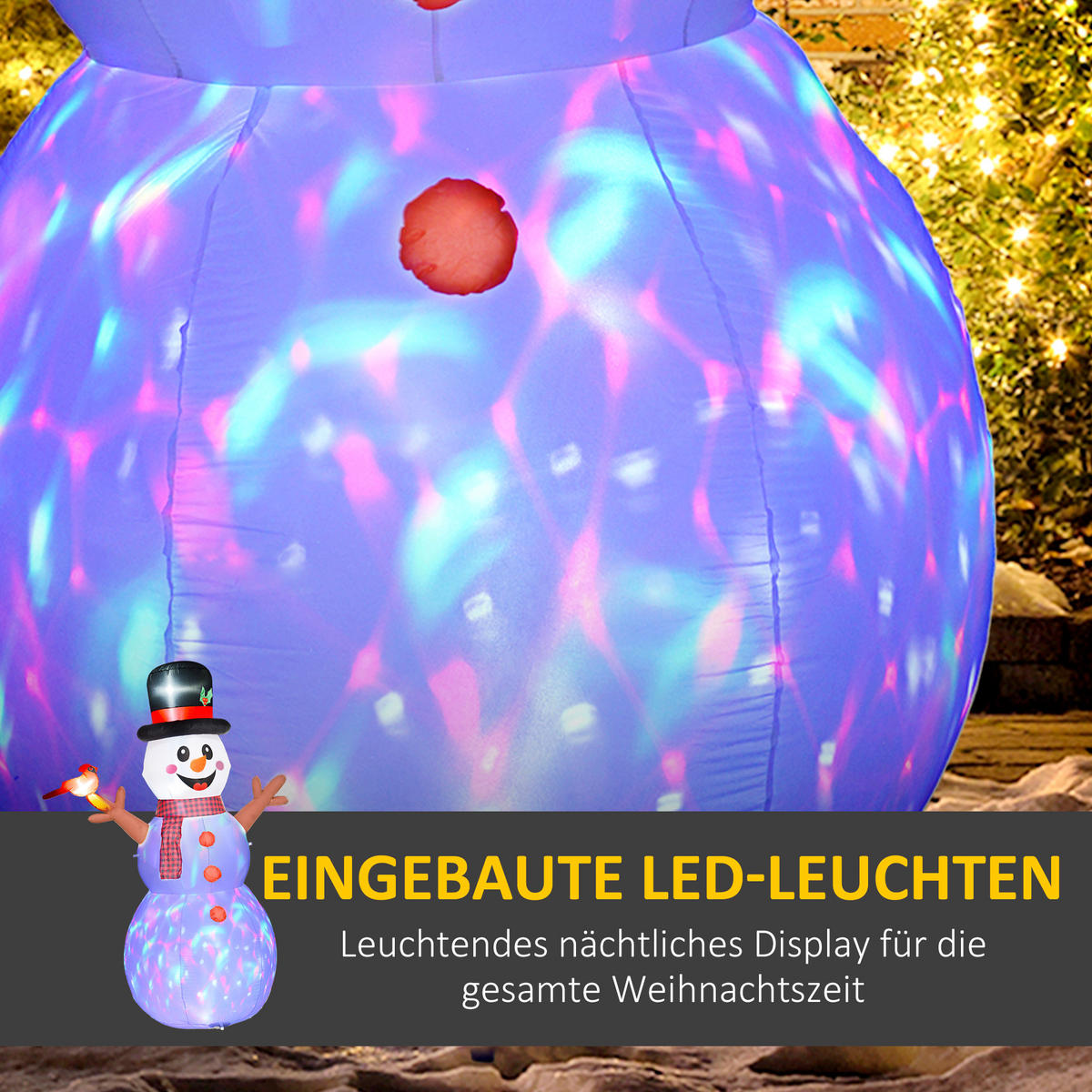 WEIHNACHTSDEKO Schneemann, 240 cm, , mit LEDs - Weiß, Kunststoff (100/240/165cm) - Outsunny