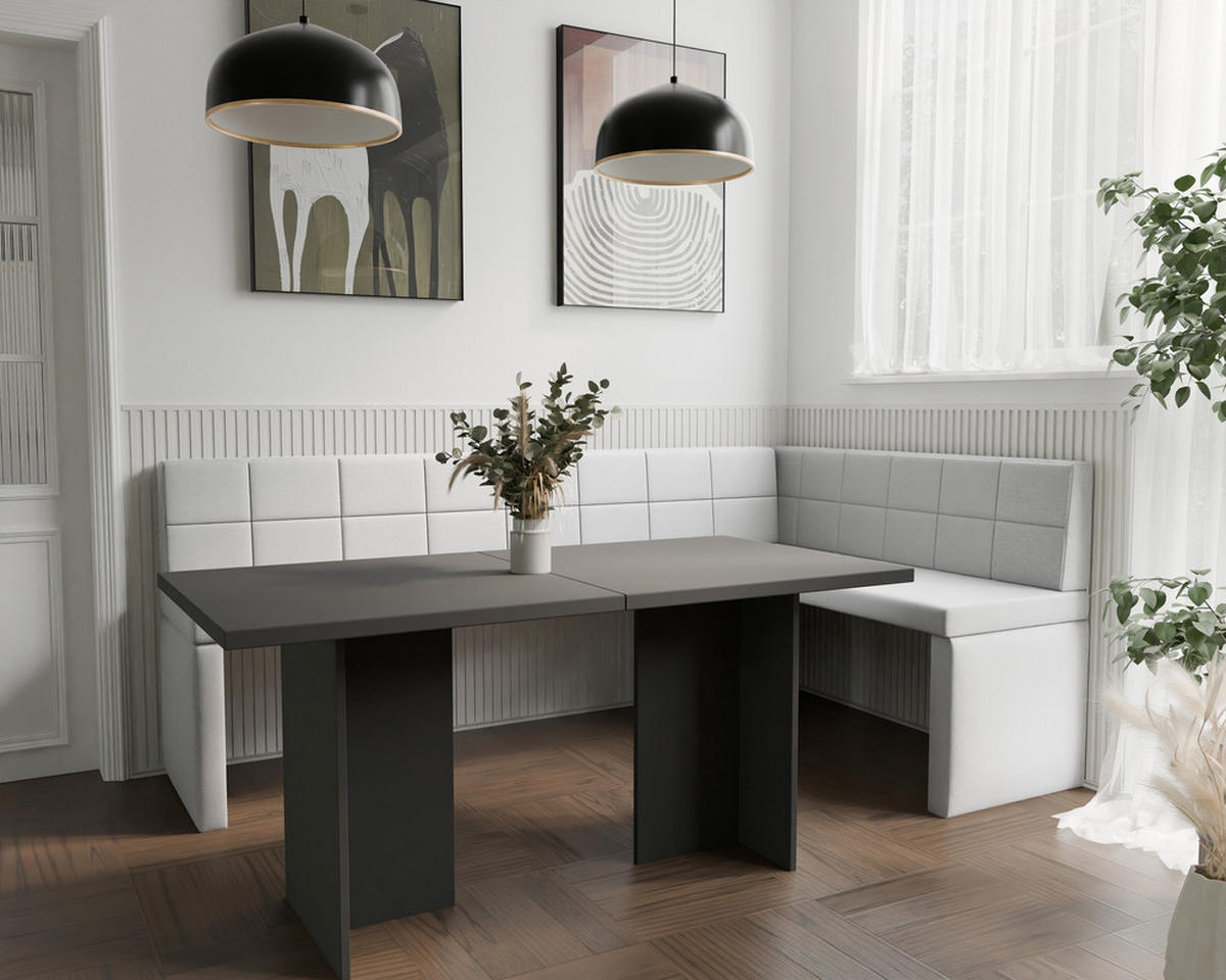 ECKBANK rechts MELVIN Kunstleder, 142/196 cm Weiß - Weiß, Holz/Kunststoff (142/196cm) - Idohome