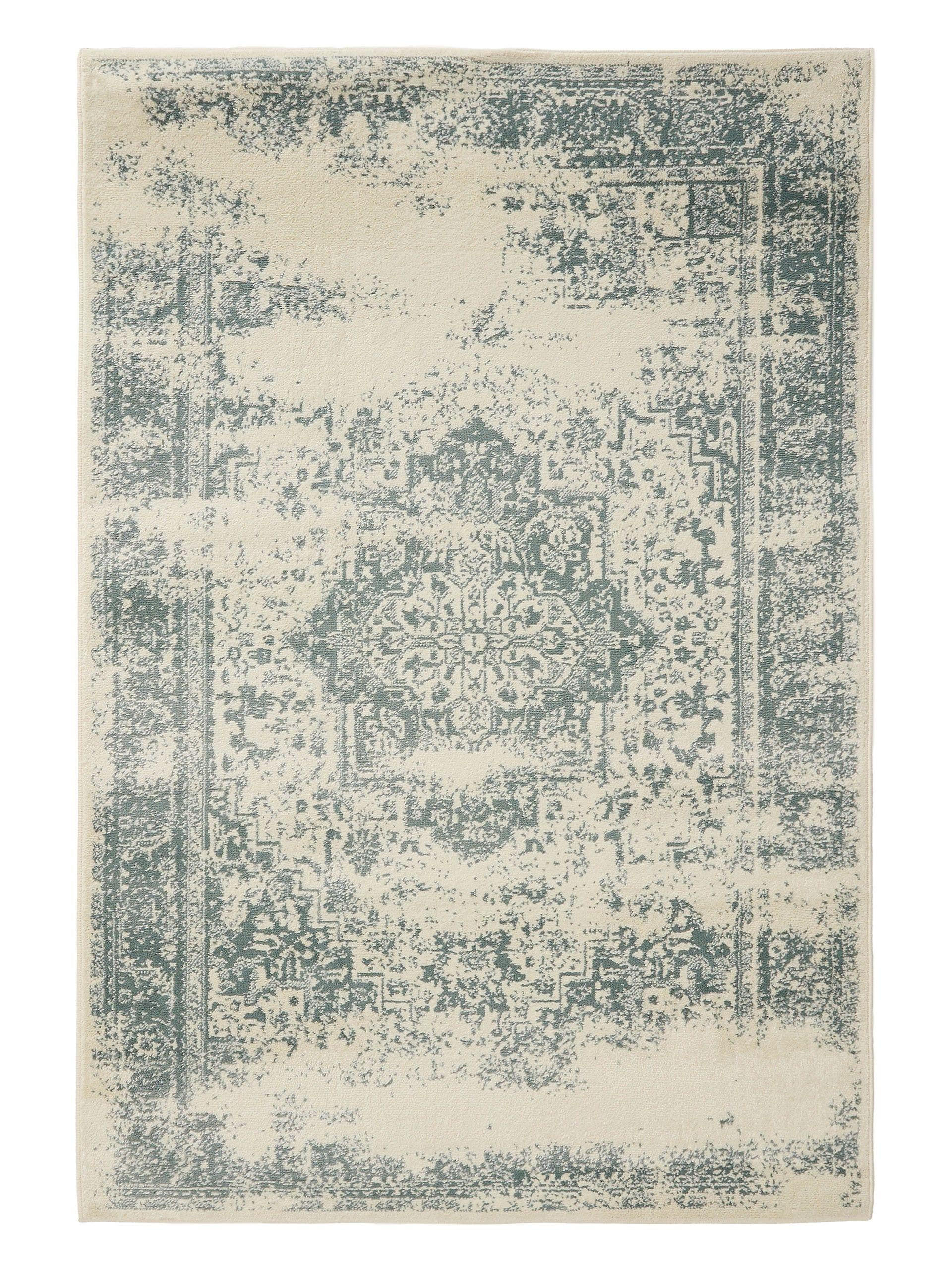 VINTAGE-TEPPICH Suki 80/150 cm - Creme/Mintgrün, Kunststoff (80/150cm) - benuta