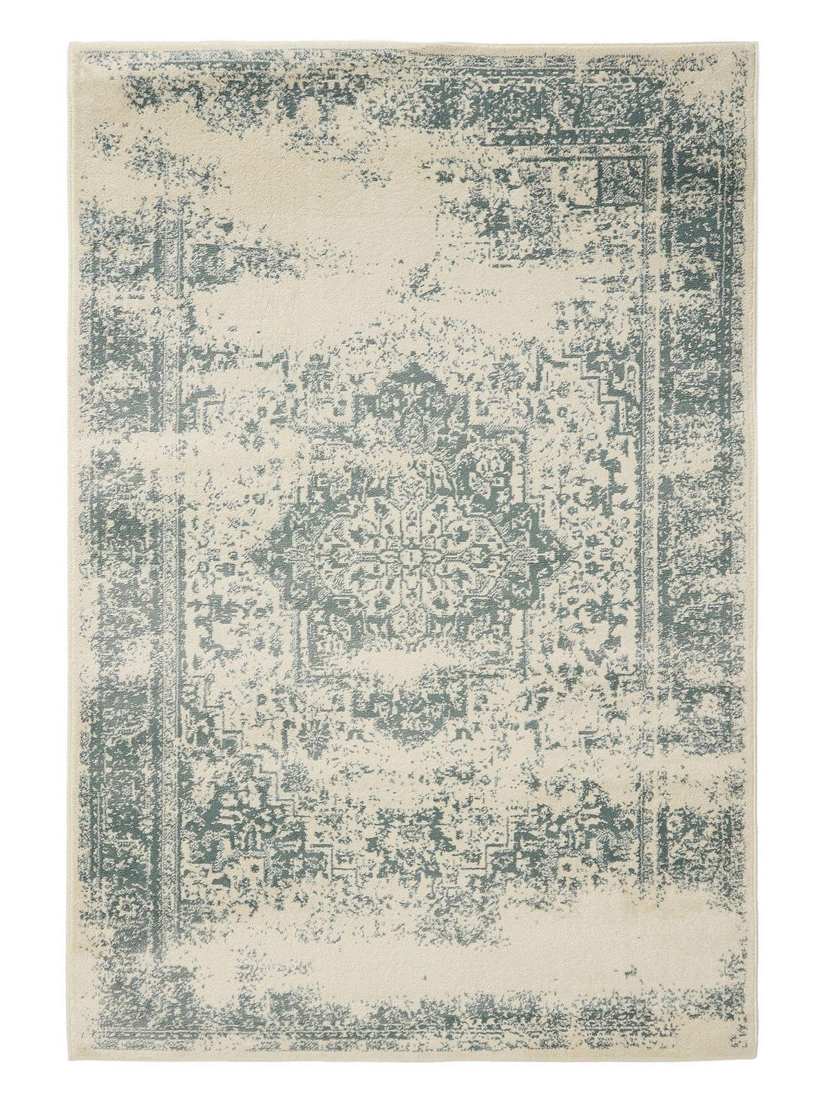 VINTAGE-TEPPICH Suki 80/150 cm - Creme/Mintgrün, Kunststoff (80/150cm) - benuta