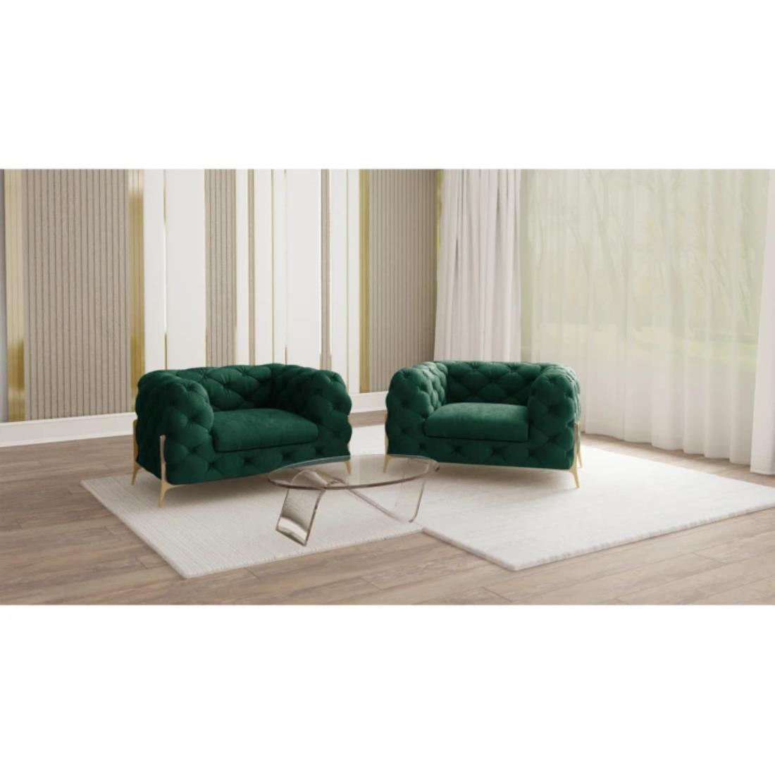 CHESTERFIELD-SESSEL Lexi Flasche Grün Samt - Smaragdgrün/Goldfarben, Holz/Textil (125/75/100cm) - S-Style Möbel