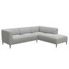2,5-SITZER ECKSOFA mit Ottomane - Hellgrau/Schwarz, Textil/Metall (252/205cm) - home24