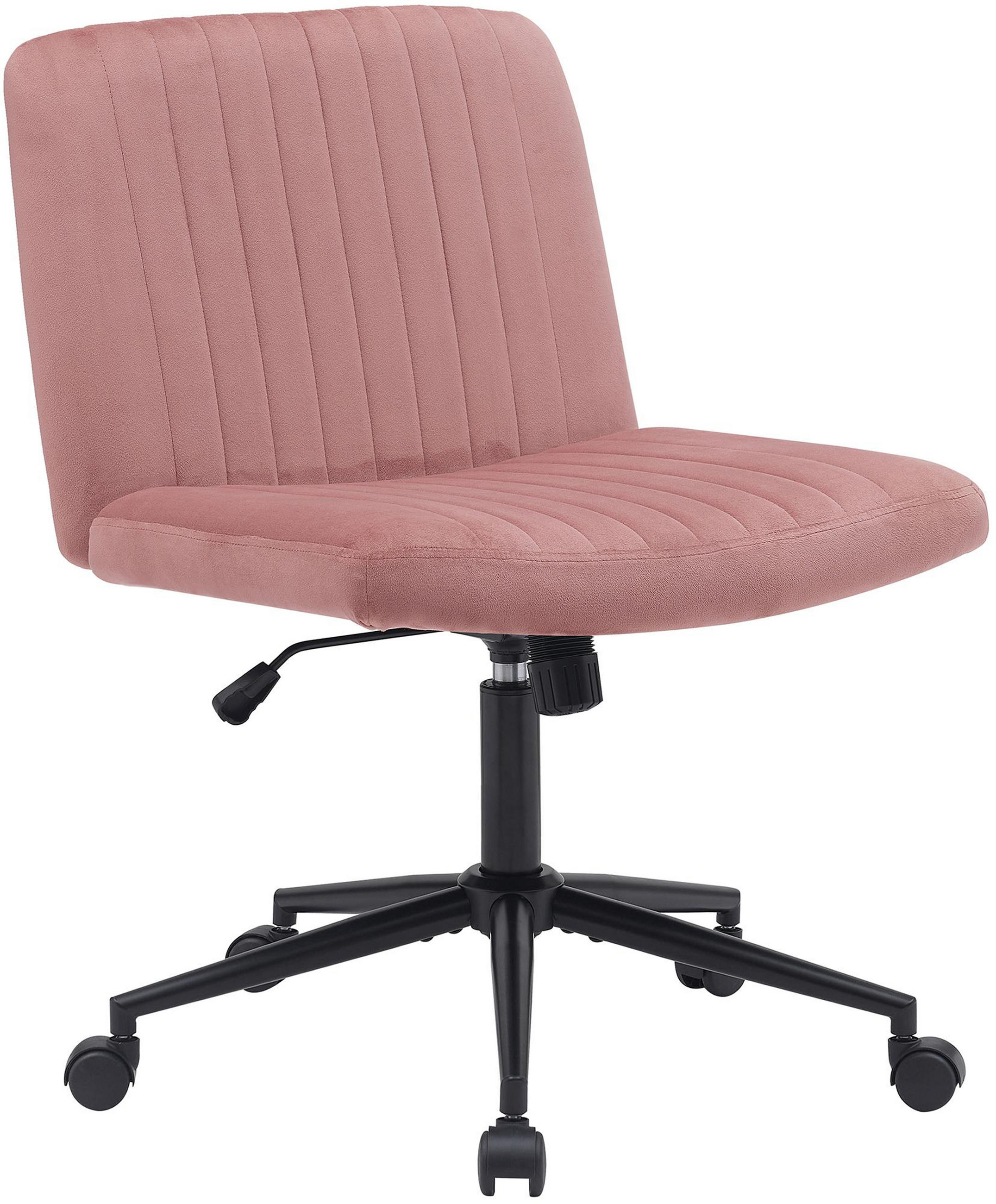 BÜROSTUHL Lynox Samt pink - Pink/Schwarz, Metall (62/98/65cm) - TPFLiving