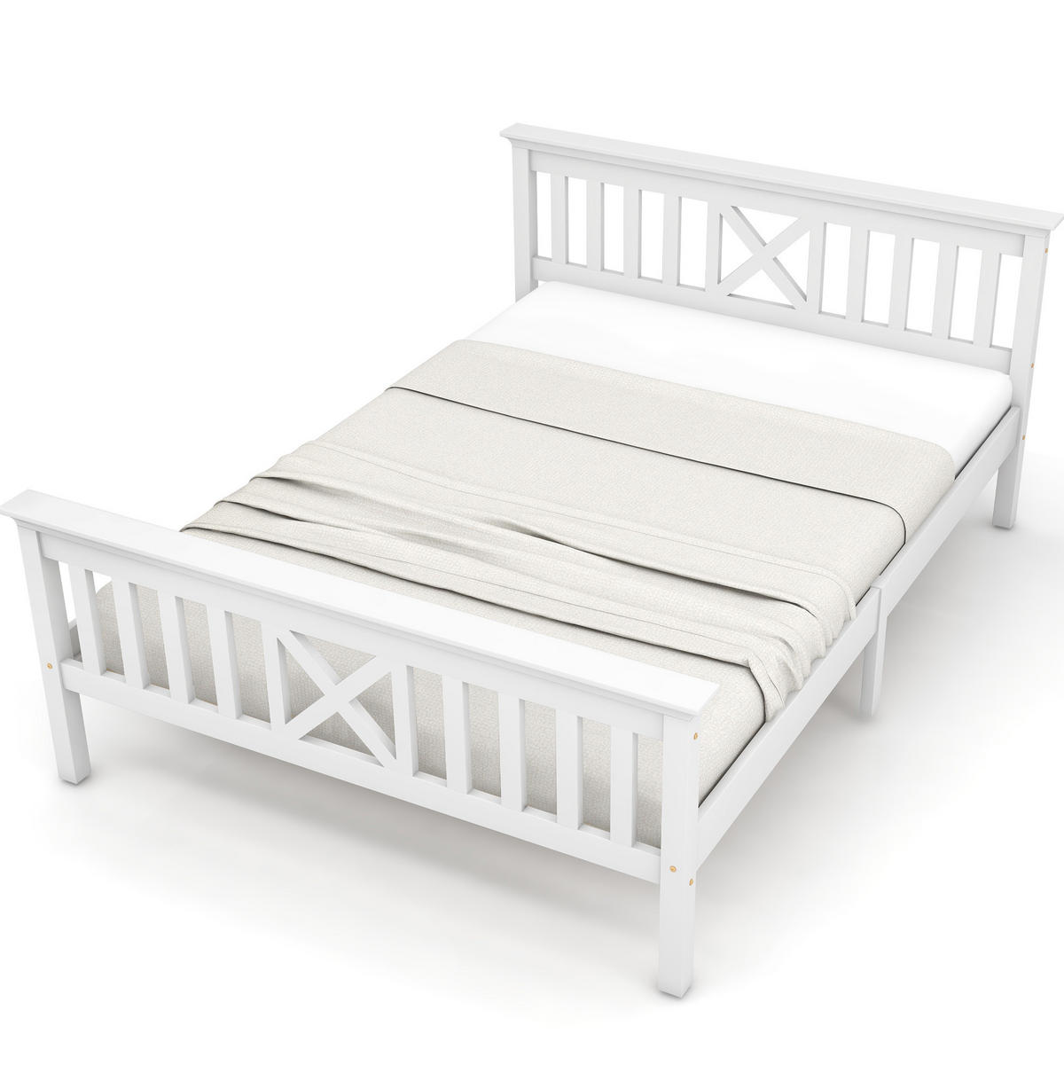 DOPPELBETT 140/200 cm mit Lattenrost, X-Kopfteil und optionalem Stauraum, Weiß - Weiß, Holzwerkstoff (140/200cm) - Redom