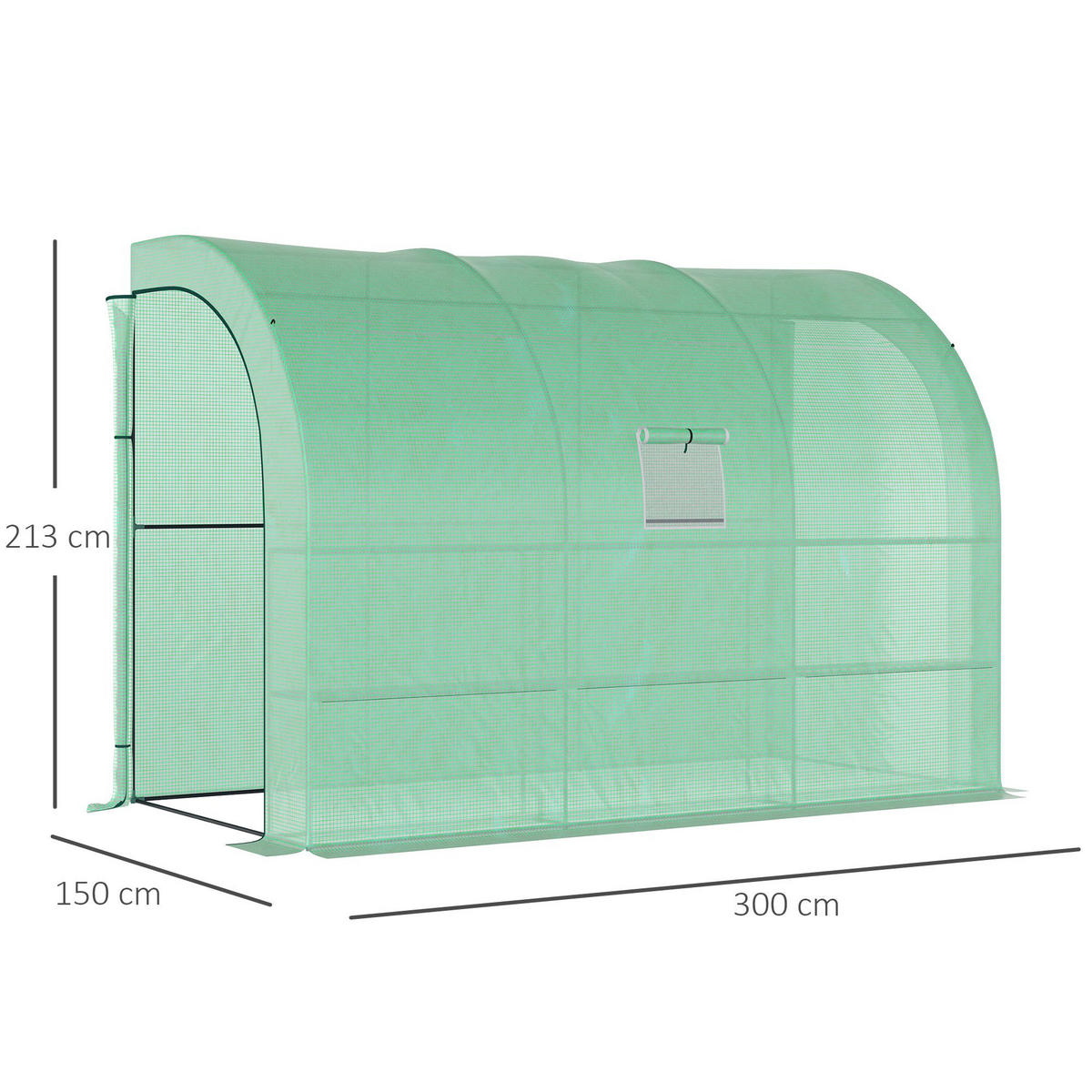 GEWÄCHSHAUS, 300L x 150B x 213H cm - Grün, Kunststoff/Metall (150/213/300cm) - Outsunny