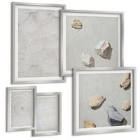 BILDER SET 5er Set - 50x50 cm & 20x30 cm & 40x60 cm Silberner Rahmen - Geometrische Pappsteine - Silberfarben, Kunststoff (40/60cm) - TULUP